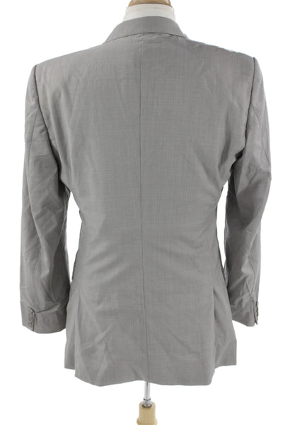 Calvin Klein Collection Mens Checked Wool Suit Jacket Gray Button Size 42