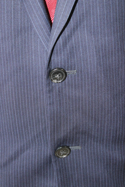 Red Saks Fifth Avenue Men Dark Blue 2 Piece Suit Jacket Wool Silk Size 42