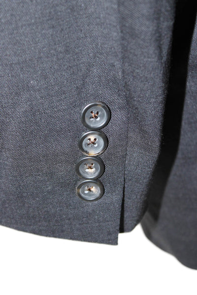 Hart Schaffner Marx Mens Dark Gray Solid Suit Jacket Collared Button Size 44