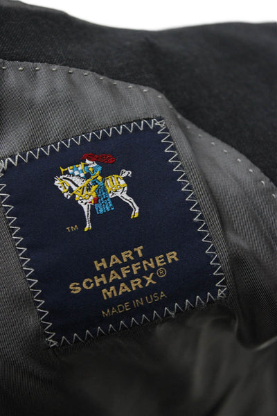 Hart Schaffner Marx Mens Dark Gray Solid Suit Jacket Collared Button Size 44