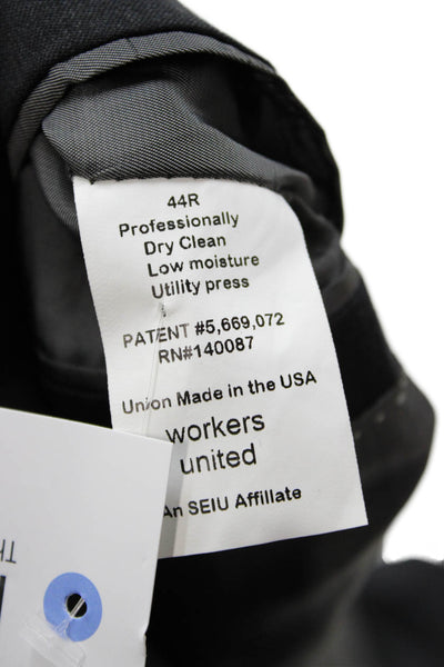 Hart Schaffner Marx Mens Dark Gray Solid Suit Jacket Collared Button Size 44