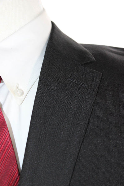 Perry Ellis Mens Suit Jacket Black Herringbone Cotton Collared Button Size S