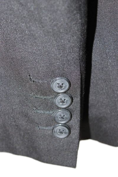 Perry Ellis Mens Suit Jacket Black Herringbone Cotton Collared Button Size S