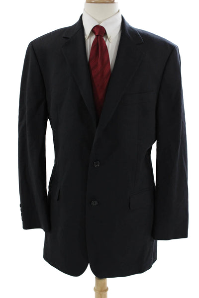 346 Brooks Brothers Mens Dark Blue Wool Blend Suit Jacket Button Solid Size 42
