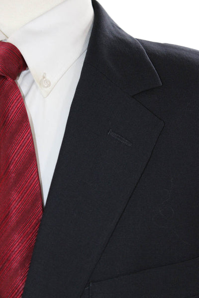 346 Brooks Brothers Mens Dark Blue Wool Blend Suit Jacket Button Solid Size 42