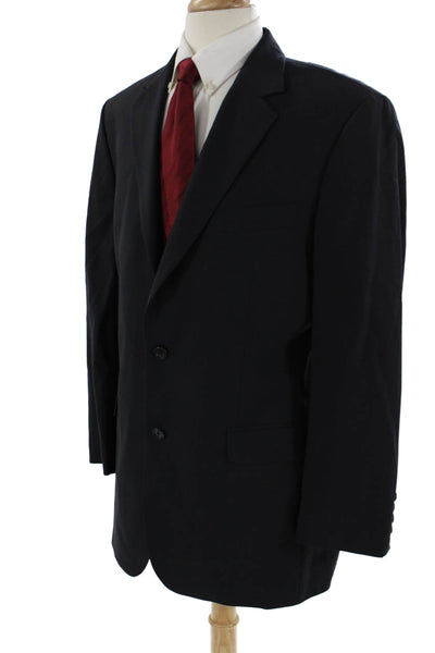 346 Brooks Brothers Mens Dark Blue Wool Blend Suit Jacket Button Solid Size 42