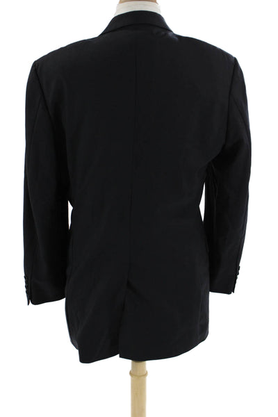 346 Brooks Brothers Mens Dark Blue Wool Blend Suit Jacket Button Solid Size 42