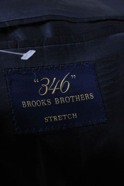 346 Brooks Brothers Mens Dark Blue Wool Blend Suit Jacket Button Solid Size 42