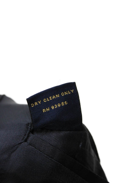 346 Brooks Brothers Mens Dark Blue Wool Blend Suit Jacket Button Solid Size 42