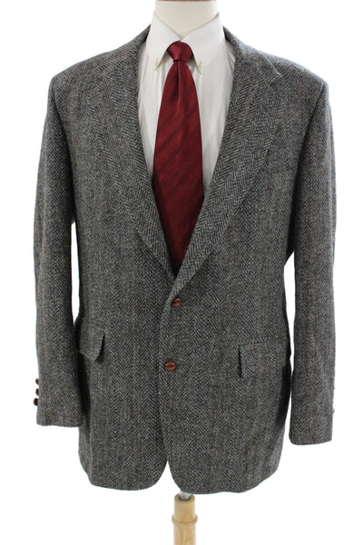 Christopher Hayes Mens Herringbone 100% Wool Sport Coat Gray Size 44