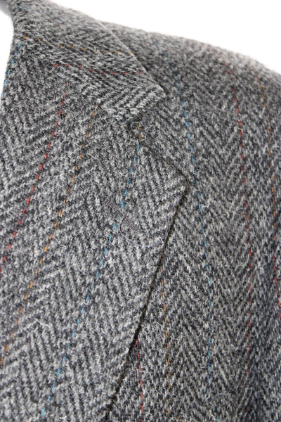Christopher Hayes Mens Herringbone 100% Wool Sport Coat Gray Size 44