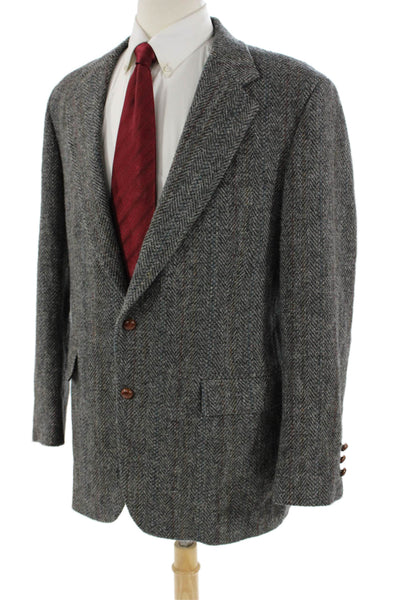 Christopher Hayes Mens Herringbone 100% Wool Sport Coat Gray Size 44