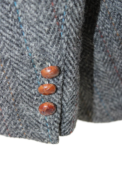 Christopher Hayes Mens Herringbone 100% Wool Sport Coat Gray Size 44