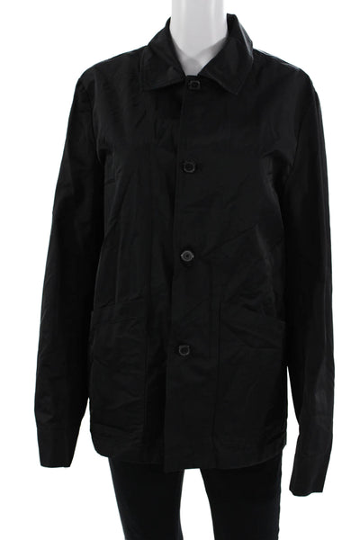 Paul Smith Mens Raincoat Windbreaker Black Collared Long Sleeve Button Size M
