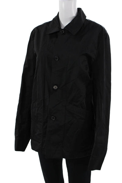 Paul Smith Mens Raincoat Windbreaker Black Collared Long Sleeve Button Size M