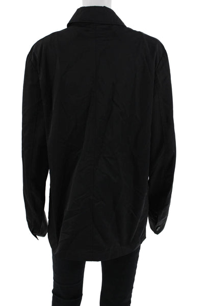 Paul Smith Mens Raincoat Windbreaker Black Collared Long Sleeve Button Size M