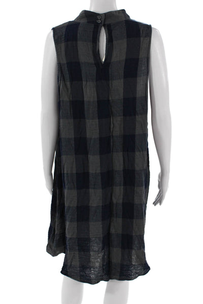 Cloth & Company Women Shirt Dress Dark Blue Plaid Sleeveless Size XL
