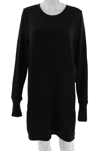 Athleta Women Sweater Dress Black Long Sleeve Crew Neck Knee Length Size L
