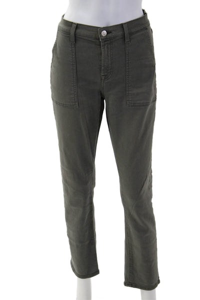 7 For All Mankind Women Cropped Cargo Ankle Pants Green Size 28