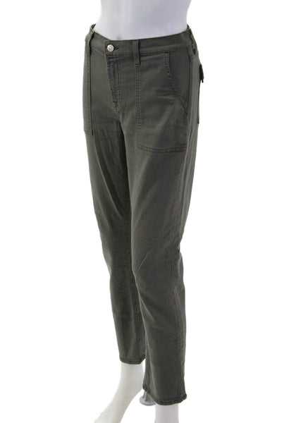 7 For All Mankind Women Cropped Cargo Ankle Pants Green Size 28