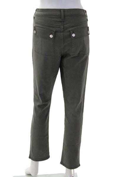 7 For All Mankind Women Cropped Cargo Ankle Pants Green Size 28