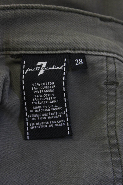7 For All Mankind Women Cropped Cargo Ankle Pants Green Size 28