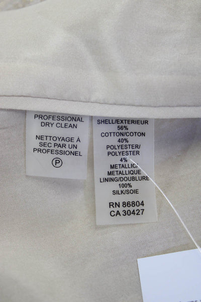 Magaschoni Womens Beige Hook & Eye Metallic Cotton Blend Jacket Size 6