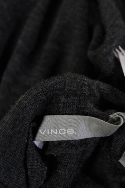 Vince Womens Tunic Mock Neck Sweater Dark Gray Cotton Long Sleeve Size XS