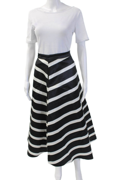 English Factory Women Striped A-Line Maxi Skirt Black Polyester Size XS