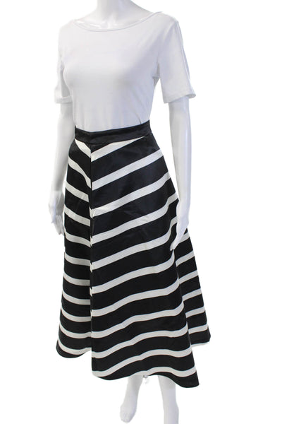 English Factory Women Striped A-Line Maxi Skirt Black Polyester Size XS