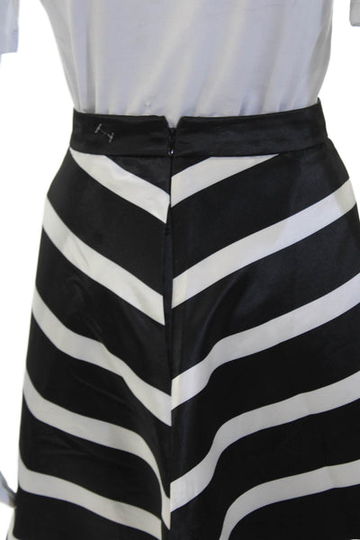 English Factory Women Striped A-Line Maxi Skirt Black Polyester Size XS