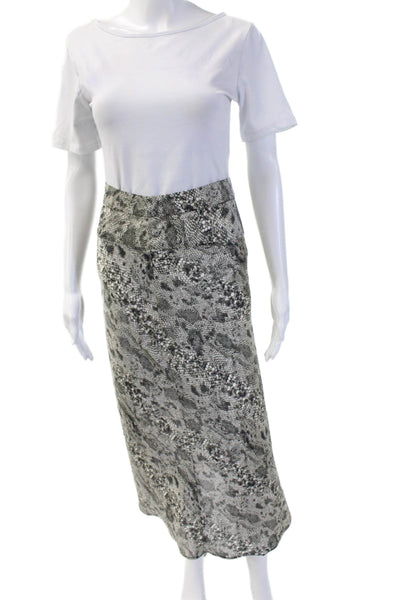 Free People Womens Straight Pencil Skirt Black Animal Print Long Size 0
