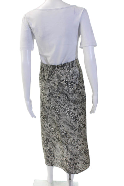 Free People Womens Straight Pencil Skirt Black Animal Print Long Size 0