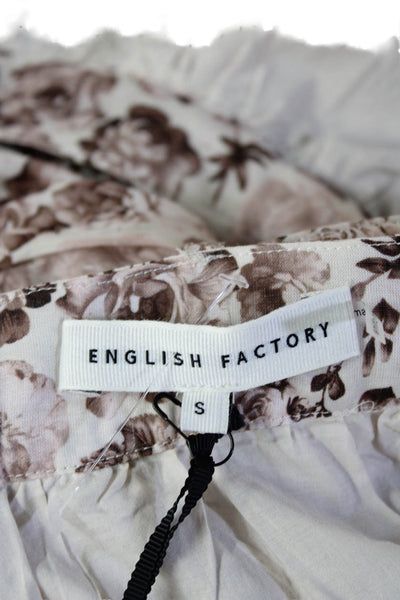 English Factory Women A-Line Pleated Floral Linen Blend Mini Skirt Size S