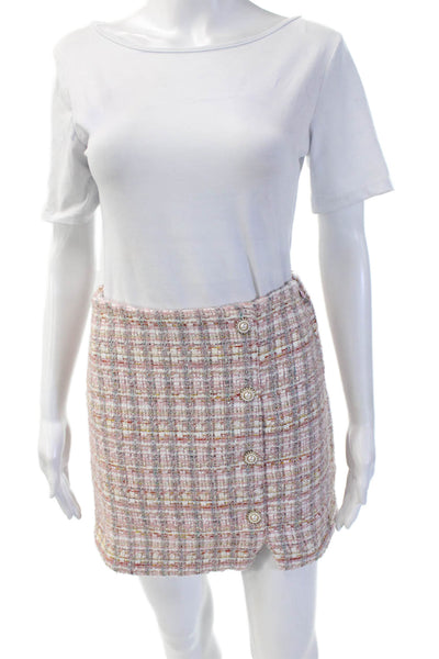 House of Harlow 1960 Women Mini Pencil Skirt Pink Checked Size XS