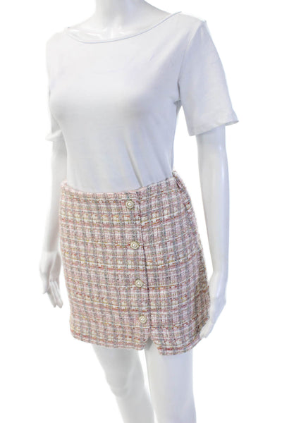 House of Harlow 1960 Women Mini Pencil Skirt Pink Checked Size XS