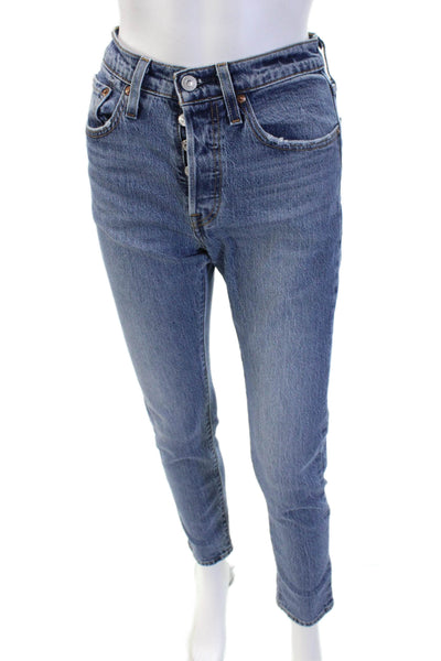 Levis Womens Ankle Straight High Rise Blue Jeans Size 24