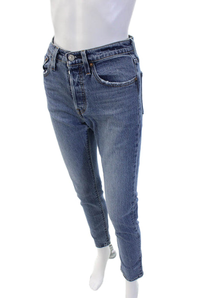 Levis Womens Ankle Straight High Rise Blue Jeans Size 24