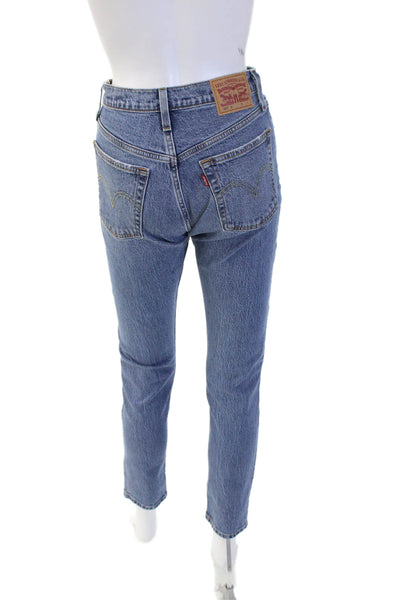 Levis Womens Ankle Straight High Rise Blue Jeans Size 24