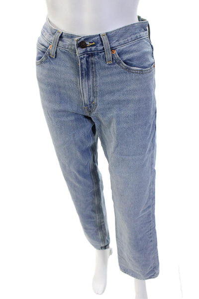 Levis Mens Cropped Straight Light Blue High Rise Jeans Size 24