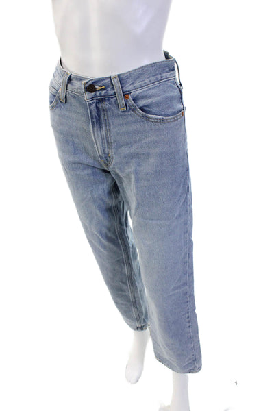 Levis Mens Cropped Straight Light Blue High Rise Jeans Size 24