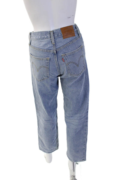 Levis Mens Cropped Straight Light Blue High Rise Jeans Size 24