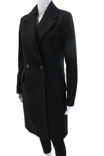 Bernando Women Black Collared Button Overcoat Long Sleeve Size XS