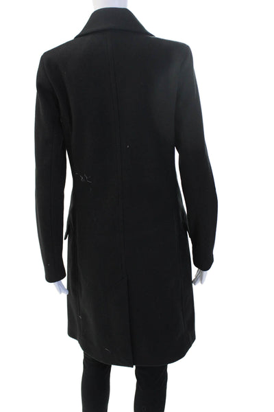Bernando Women Black Collared Button Overcoat Long Sleeve Size XS