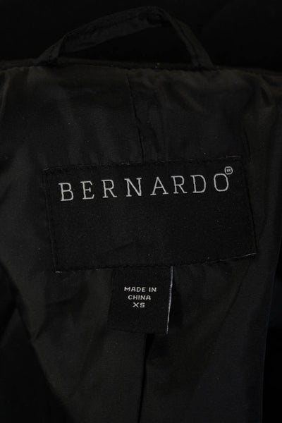 Bernando Women Black Collared Button Overcoat Long Sleeve Size XS