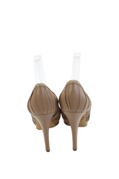 Kenzo Womens Leather Low Platform High Heel Pumps Beige Size 38 8