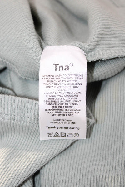 TNA Women Cropped Basic Green Cotton Crew Neck Short Sleeve T-Shirt Size S