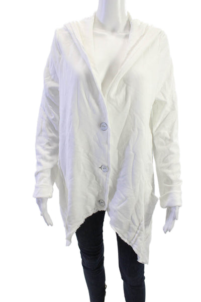 Studio B3 Women Cardigan Hoodie White Long Sleeve Solid 50% Modal Size 40