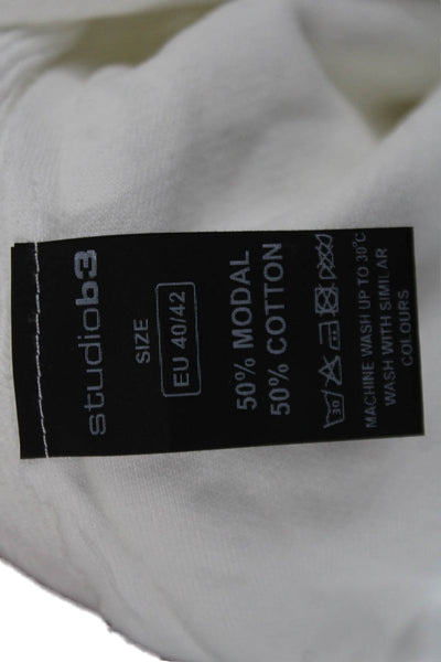 Studio B3 Women Cardigan Hoodie White Long Sleeve Solid 50% Modal Size 40