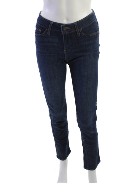 Levis Womens Skinny Ankle Jeans Dark Blue Low Rise Button Fly Size 26